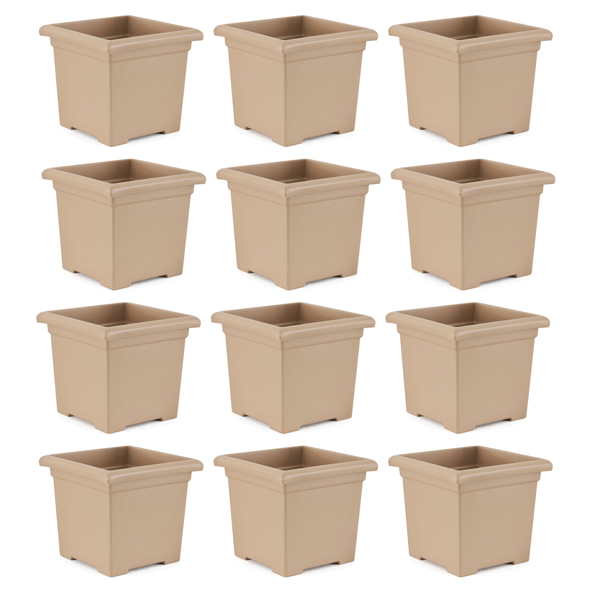 HC Companies 13.25" x 15.5" Outdoor Square Accent Planter, Sandstone (12 Pack)