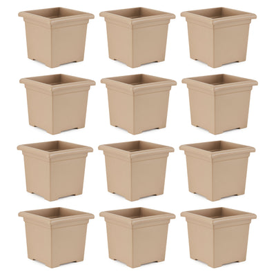 HC Companies 13.25" x 15.5" Outdoor Square Accent Planter, Sandstone (12 Pack)