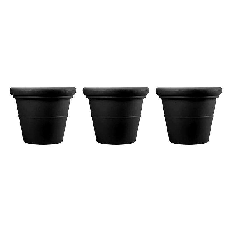 HC Companies 17" Terrazzo Round House Planter Pot with Heavy Rim, Black (3 Pack)