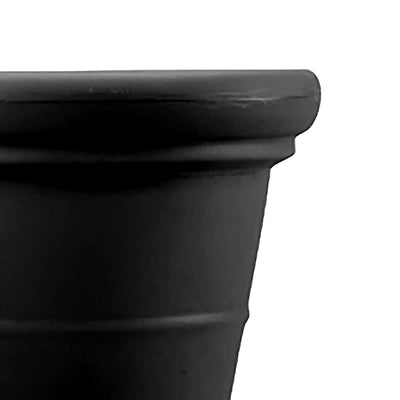 HC Companies 17" Terrazzo Round House Planter Pot with Heavy Rim, Black (3 Pack)