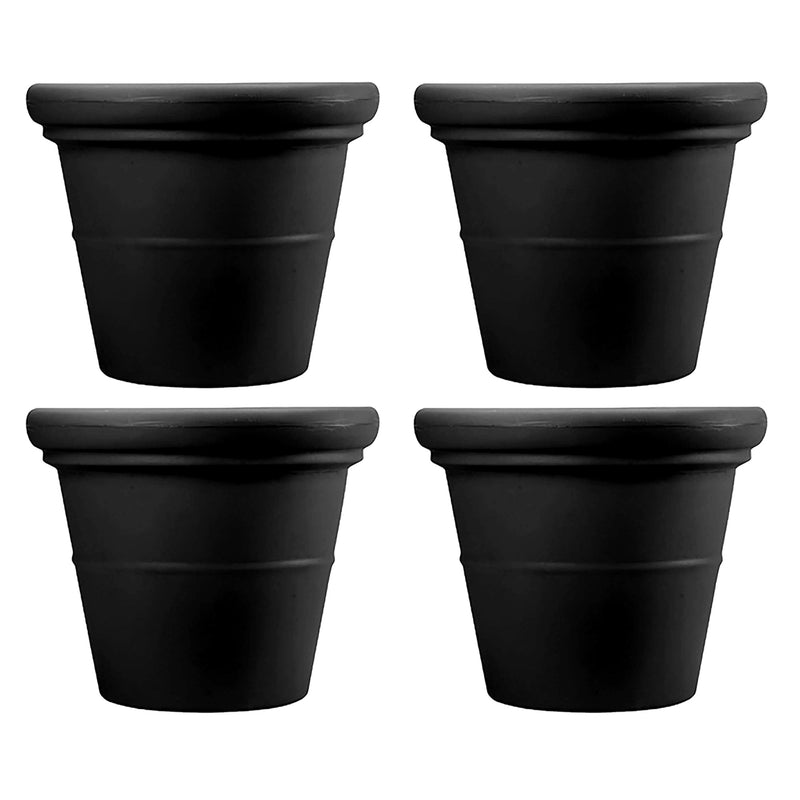 HC Companies 17" Terrazzo Round House Planter Pot with Heavy Rim, Black (4 Pack)