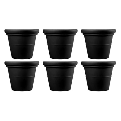 HC Companies 17" Terrazzo Round House Planter Pot with Heavy Rim, Black (6 Pack)