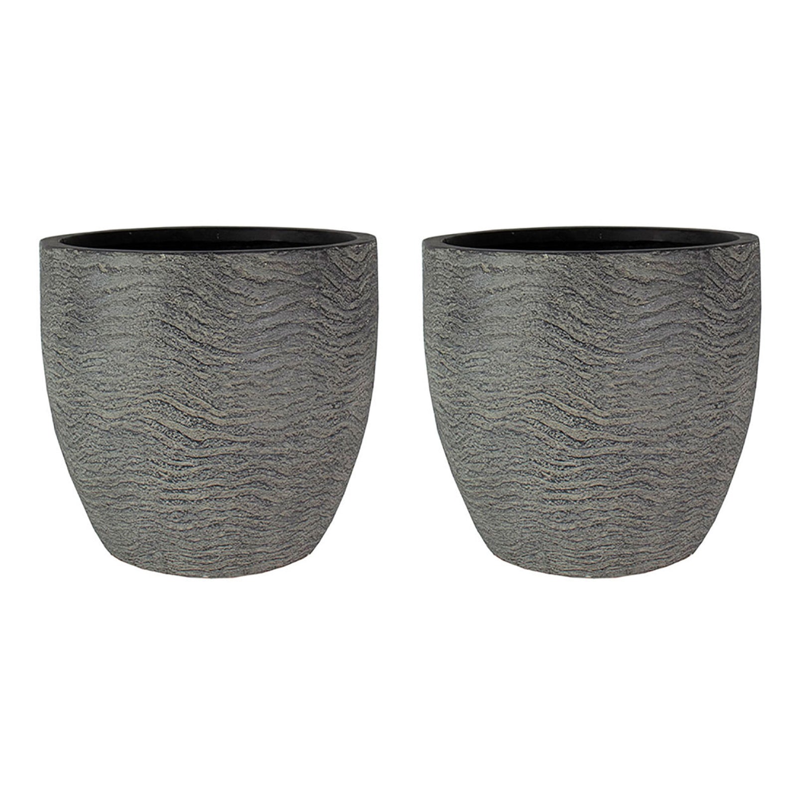HC Companies Aspen 12 Inches Indoor Outdoor Round Planter, Charcoal (2 Pack) - VMInnovations
