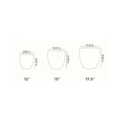 HC Companies Aspen 12 Inches Indoor Outdoor Round Planter, Charcoal (3 Pack)