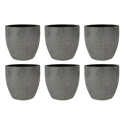 HC Companies Aspen 12 Inches Indoor Outdoor Round Planter, Charcoal (6 Pack)