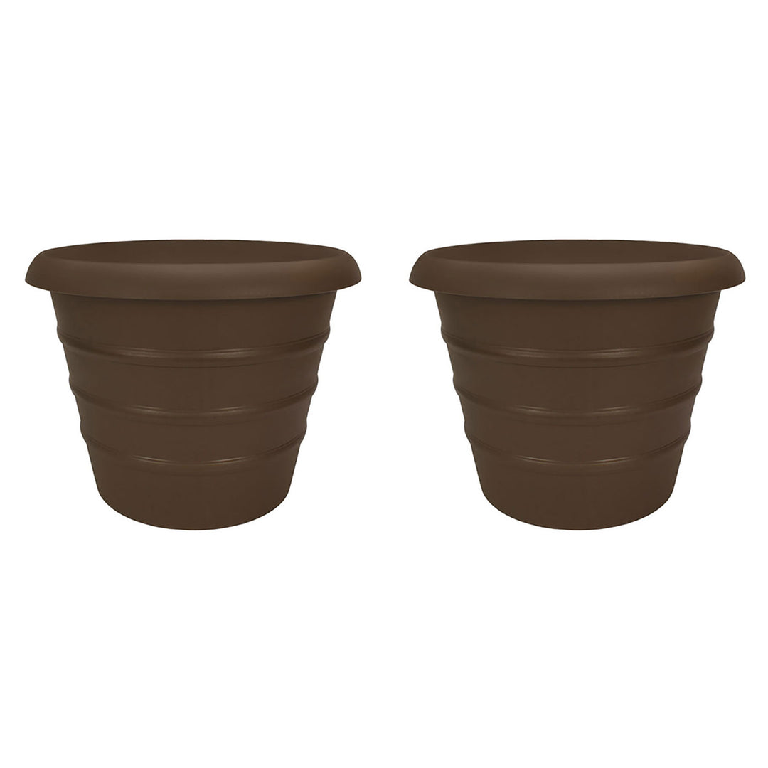 HC Companies Aspen 20" Indoor Outdoor Round Planter, Chocolate Brown (2 Pack)