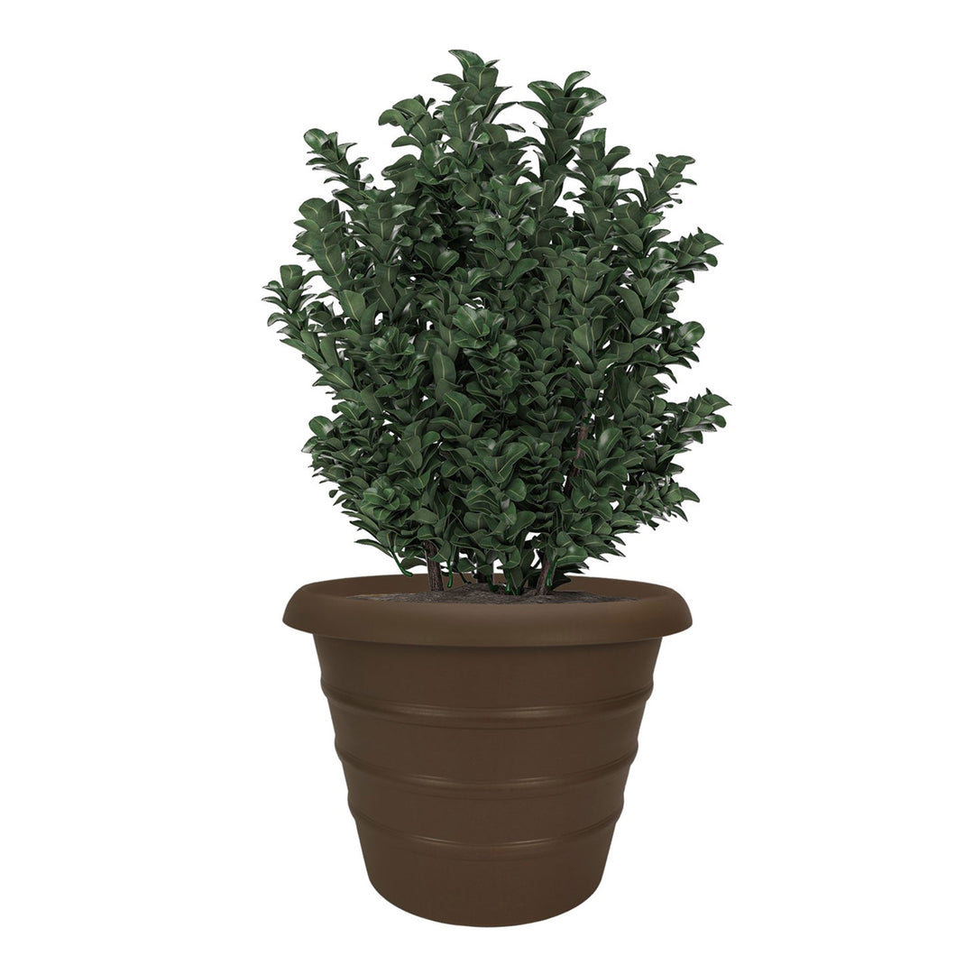 HC Companies Aspen 20" Indoor Outdoor Round Planter, Chocolate Brown (2 Pack)