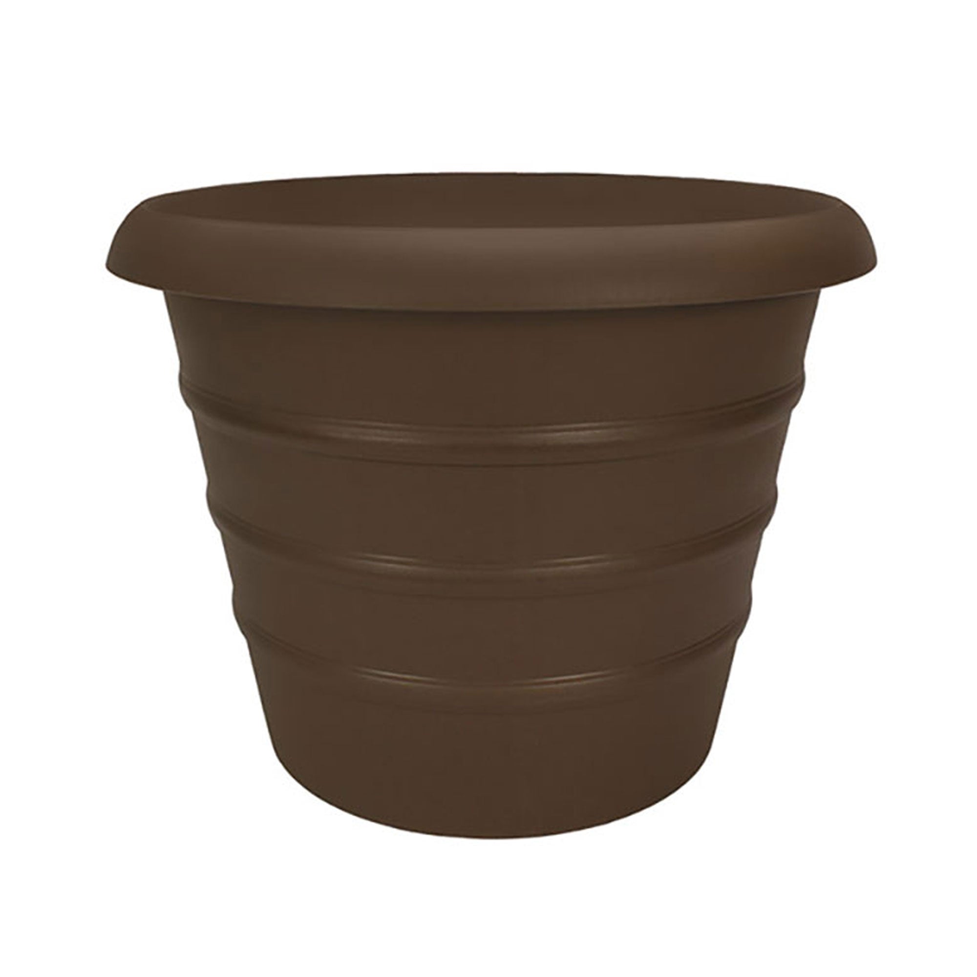 HC Companies Aspen 20" Indoor Outdoor Round Planter, Chocolate Brown (3 Pack) - VMInnovations