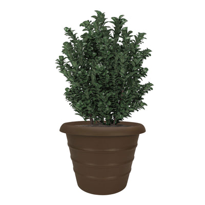 HC Companies Aspen 20" Indoor Outdoor Round Planter, Chocolate Brown (3 Pack) - VMInnovations