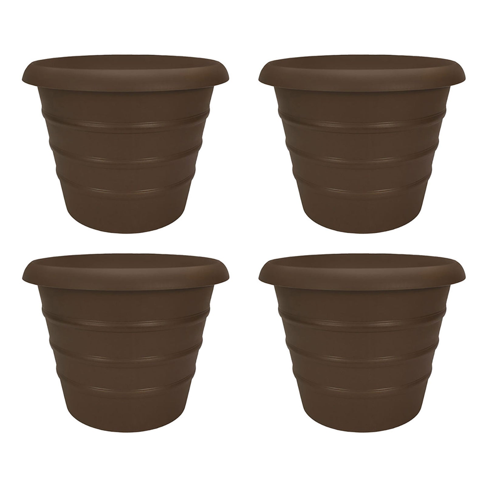HC Companies Aspen 20" Indoor Outdoor Round Planter, Chocolate Brown (4 Pack) - VMInnovations