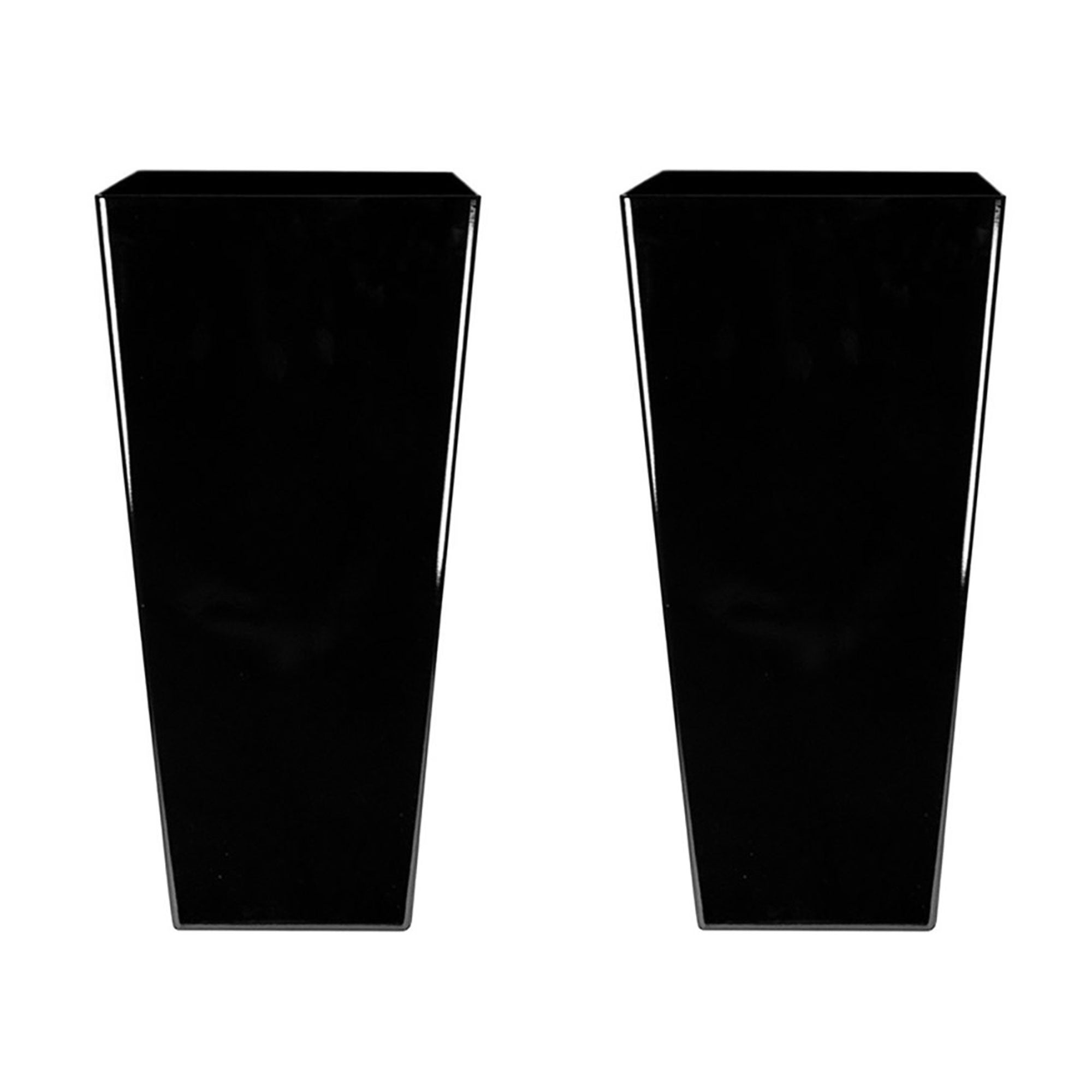 HC Companies Cascade 15" Square Self Watering Flower Pot, Black Onyx (2 Pack) - VMInnovations