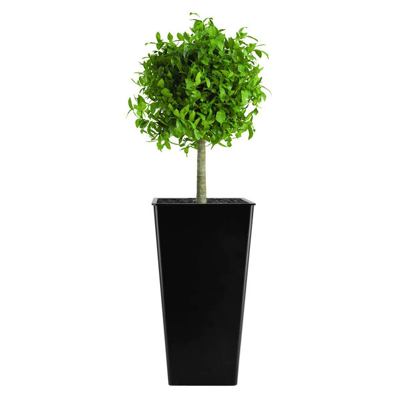 HC Companies Cascade 15" Square Self Watering Flower Pot, Black Onyx (2 Pack)