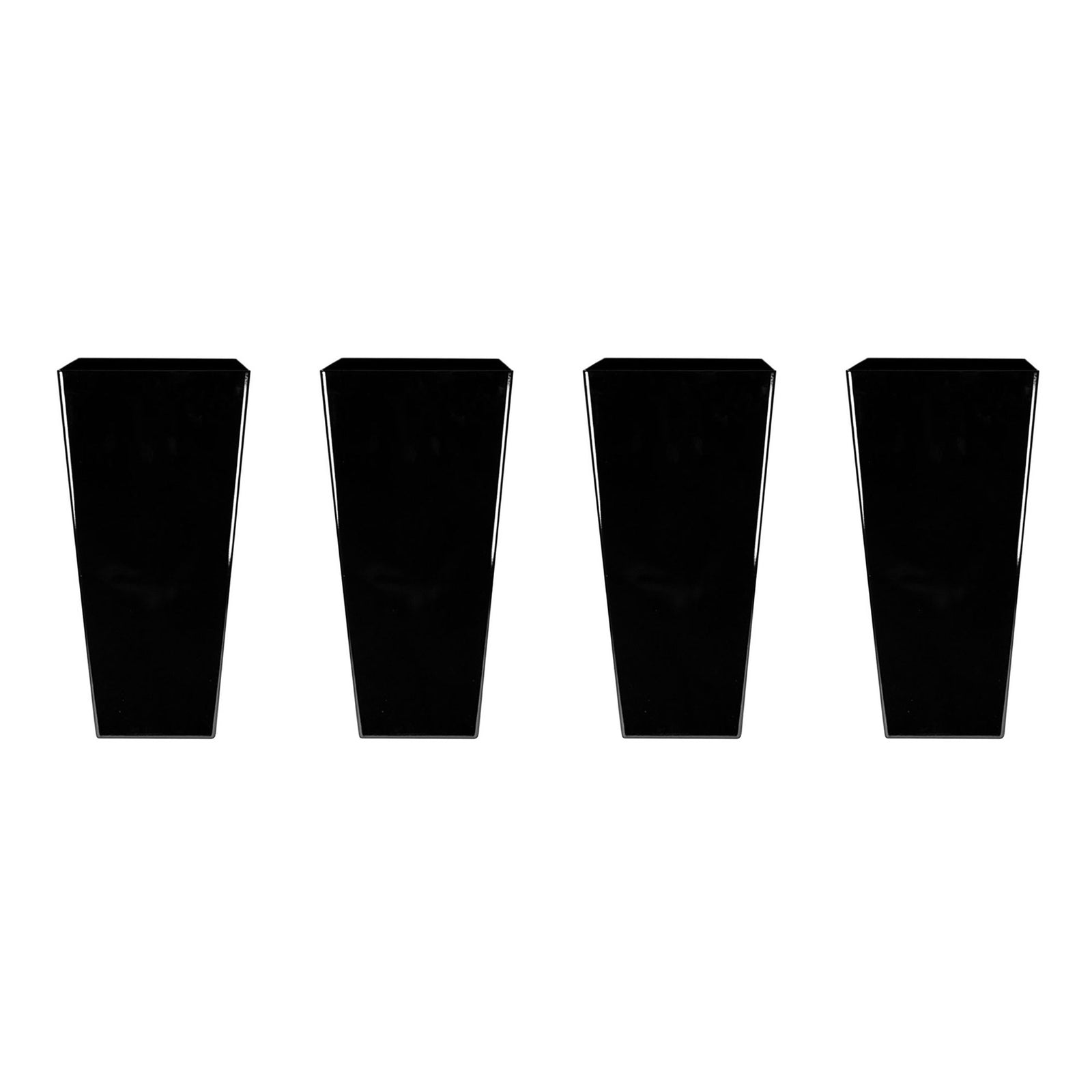 HC Companies Cascade 15" Square Self Watering Flower Pot, Black Onyx (4 Pack) - VMInnovations
