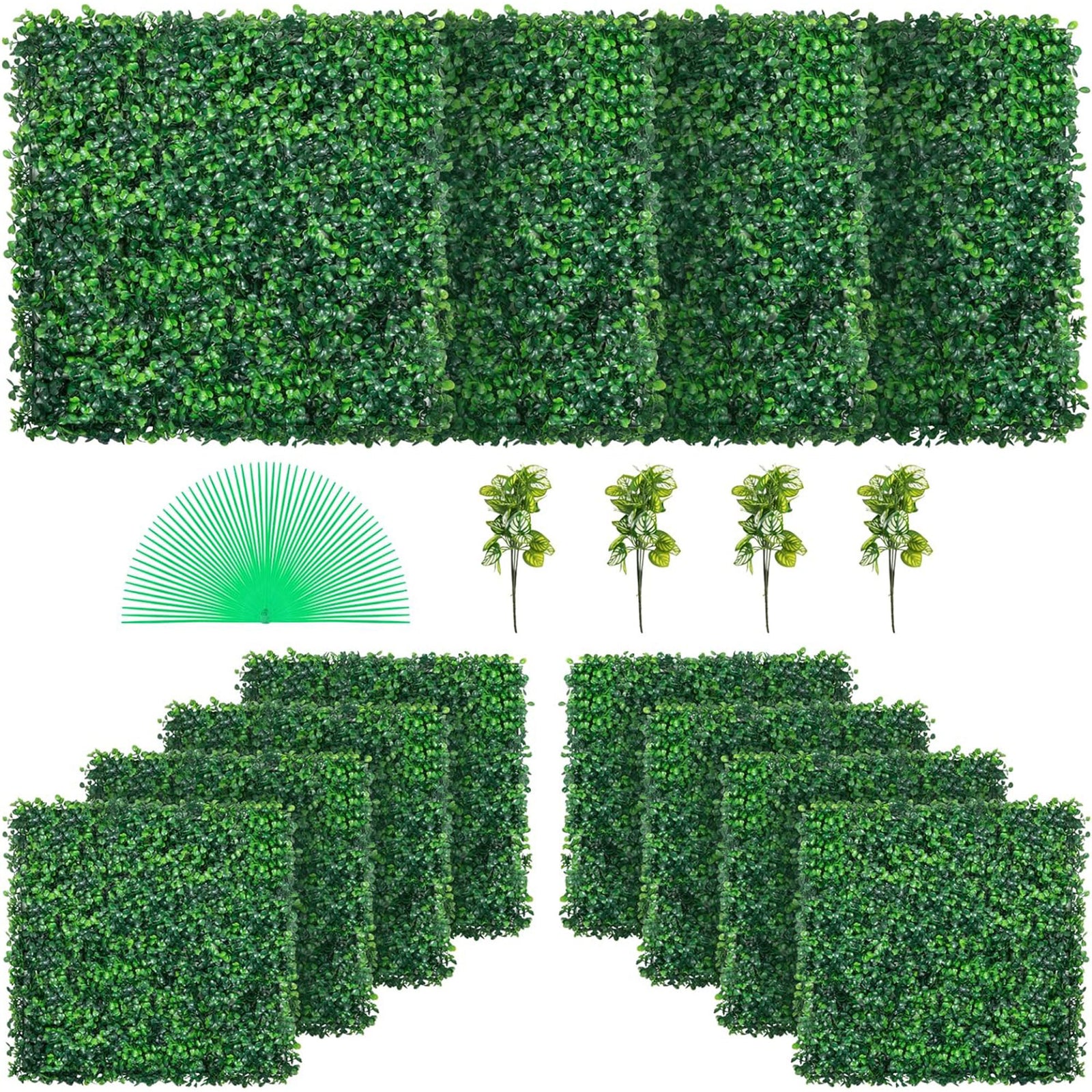 VEVOR 12 Piece 20"x20" Artificial Boxwood Panels for Indoor & Outdoor Use, Green - VMInnovations