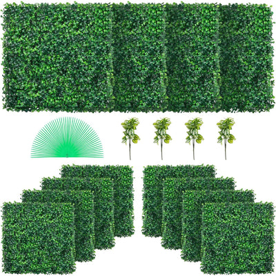 VEVOR 12 Piece 20"x20" Artificial Boxwood Panels for Indoor & Outdoor Use, Green