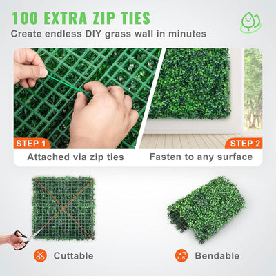 VEVOR 12 Piece 20"x20" Artificial Boxwood Panels for Indoor & Outdoor Use, Green - VMInnovations