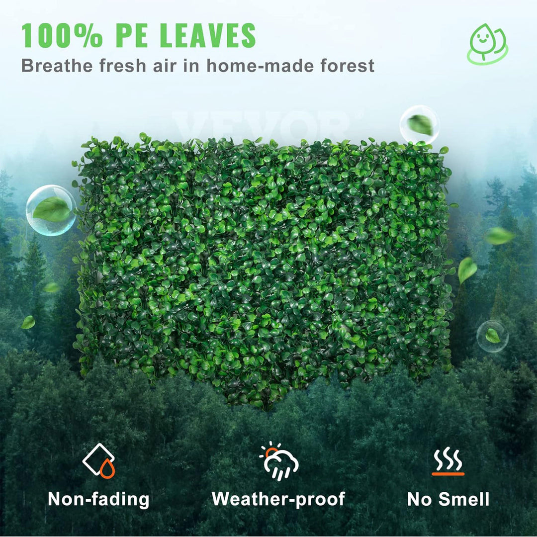 VEVOR 12pc 20"x20" Artificial Boxwood Panels for Indoor & Outdoor, Green (Used)
