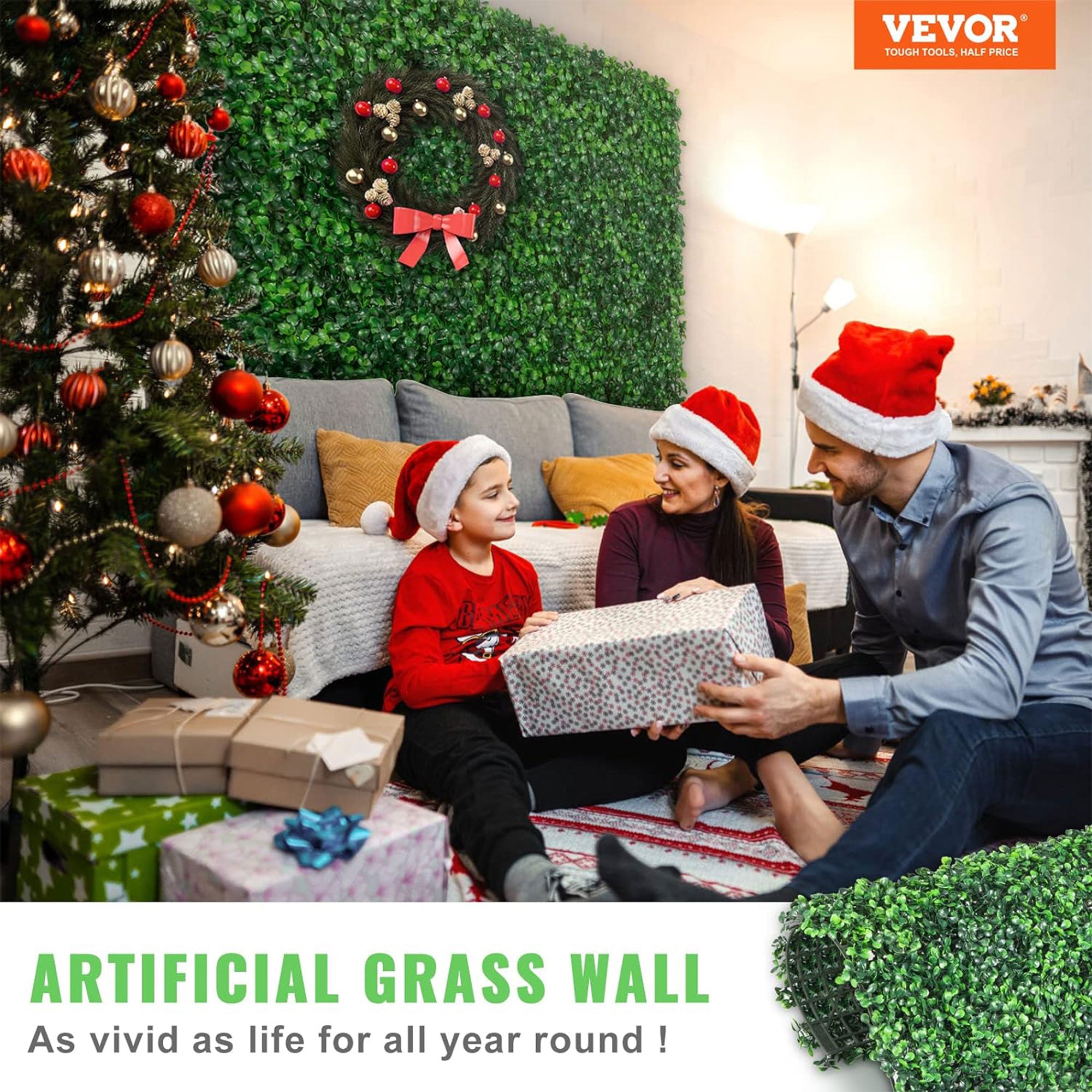 VEVOR 12pc 20"x20" Artificial Panels Indoor & Outdoor Use, Green (Open Box) - VMInnovations