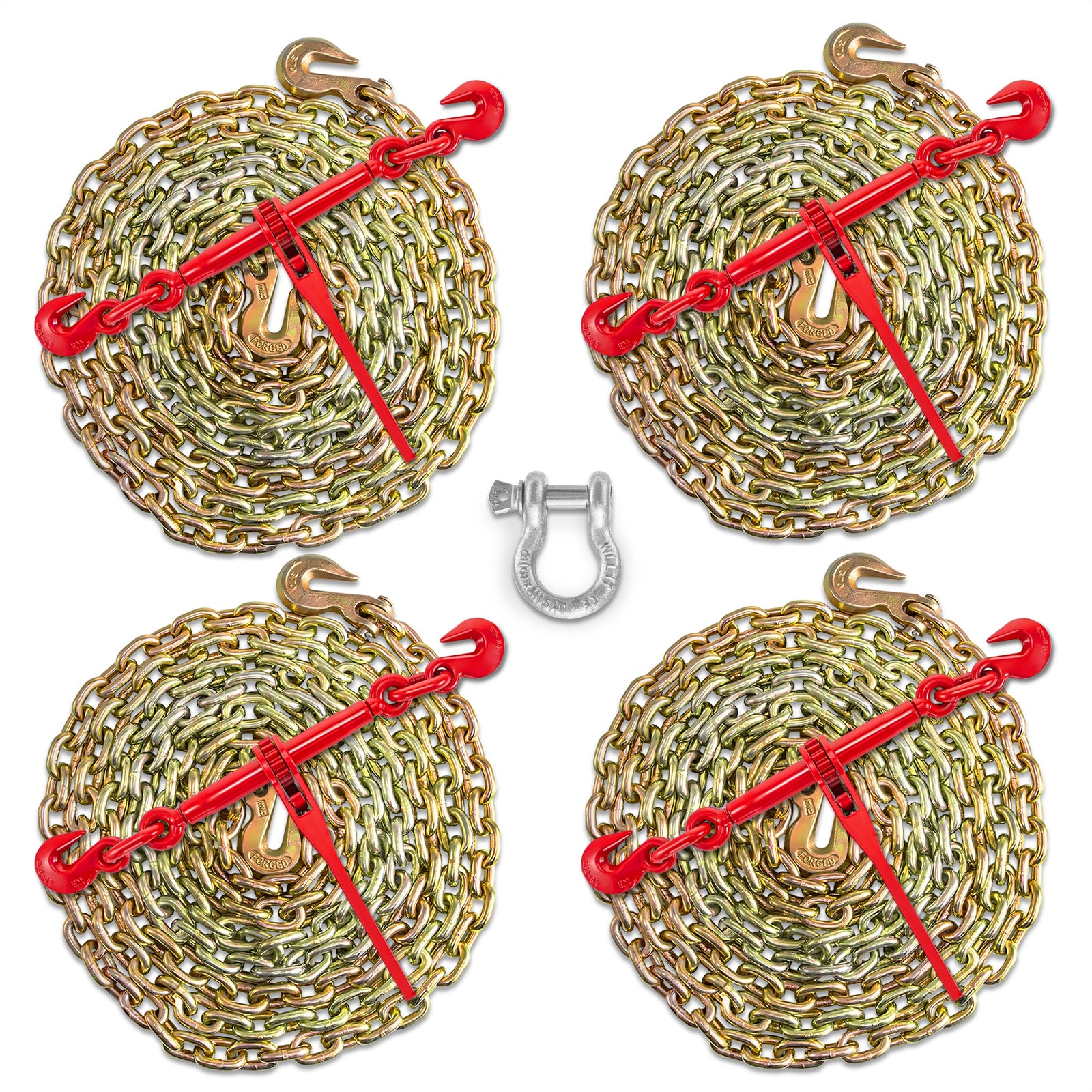 VEVOR Chains & Binders with Hooks for Truck, Tie Down, Hauling, Towing, Set of 4 - VMInnovations