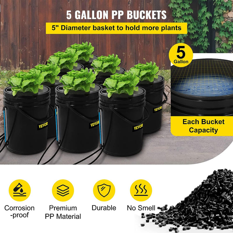 Vevor DWC Hydroponic System Water Growing Buckets w/Pump & Air Stone(Open Box)