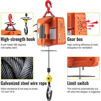 Vevor Electric Hoist Winch Crane Material Handling Tool with Remote Controller