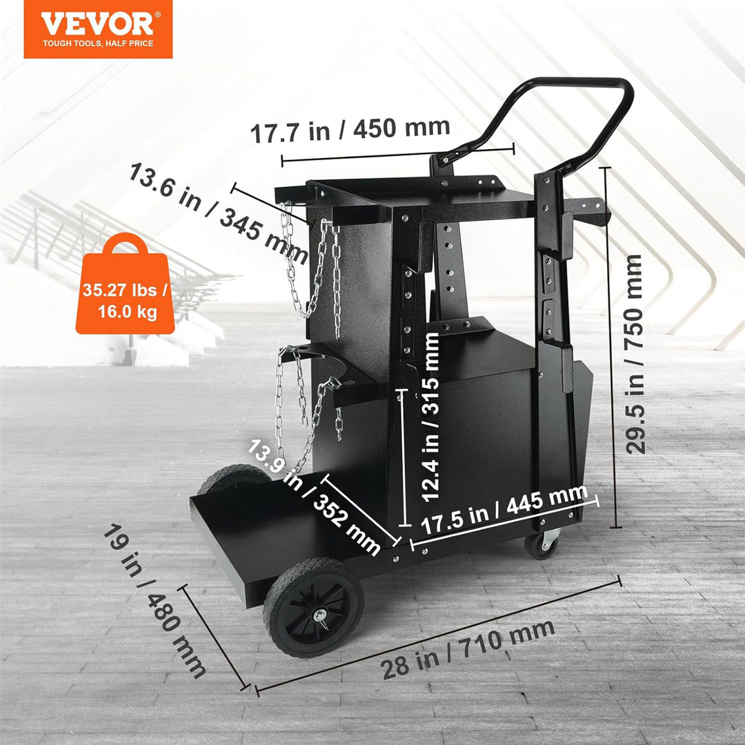 Vevor 2 Tier Welding Cart with Anti Theft Lockable Cabinet and Swivel Wheels