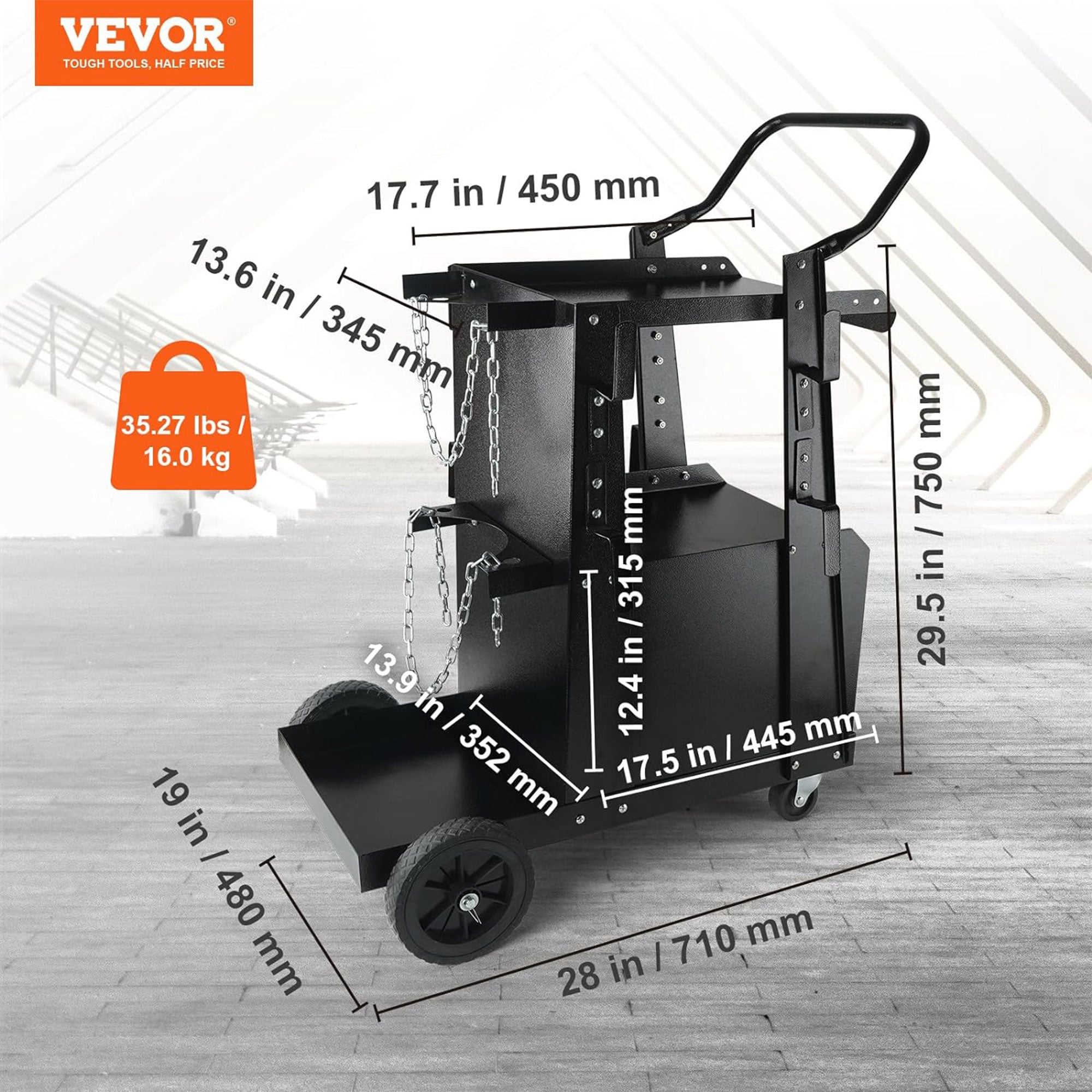 Vevor 2 Tier Welding Cart with Anti Theft Lockable Cabinet & Swivel Wheels(Used)