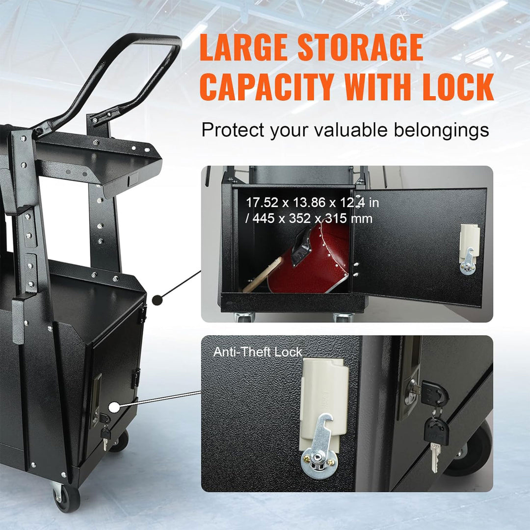 Vevor 2 Tier Welding Cart with Anti Theft Lockable Cabinet & Swivel Wheels(Used) - VMInnovations
