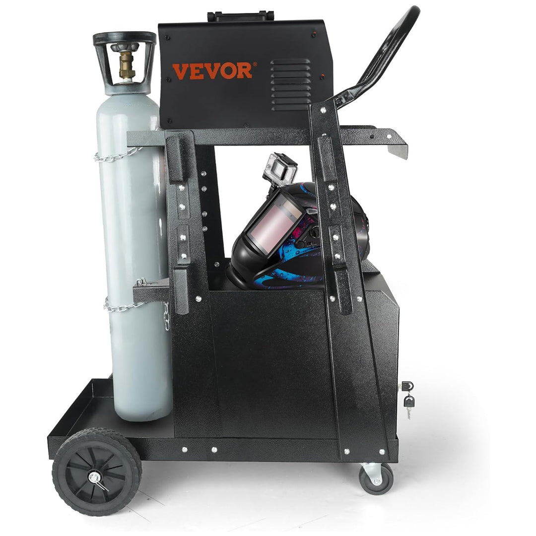 Vevor 2 Tier Welding Cart with Anti Theft Lockable Cabinet & Swivel Wheels(Used)