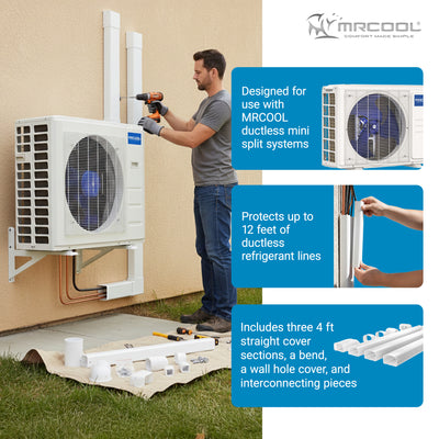 MrCool 4.5" Line Set Cover Kit, Durable HVAC Line Protection, 12 Ft (Open Box)
