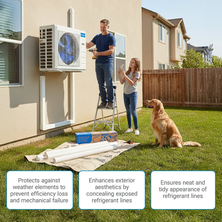 MrCool LineGuard 4.5" Line Set Cover Kit, Durable HVAC Line Protection, 12 Ft