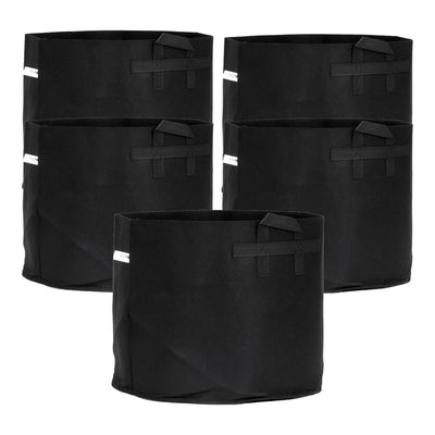 FCMP Outdoor 10 Gallon Modern Non Woven Breathable Grow Bags, Black (5 Pack) - VMInnovations