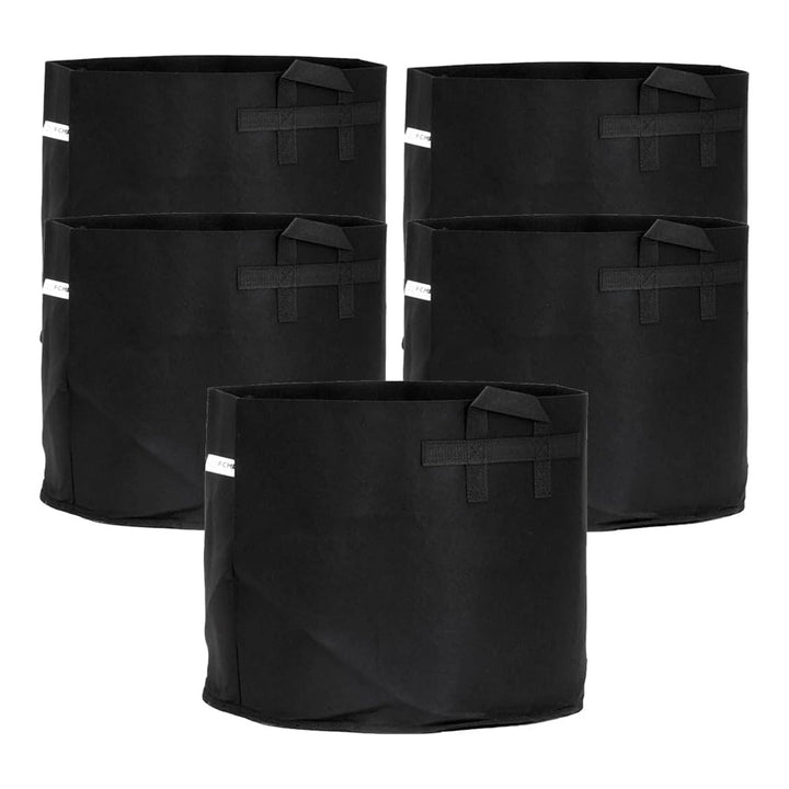 FCMP Outdoor 10 Gallon Modern Non Woven Breathable Grow Bags, Black (5 Pack)