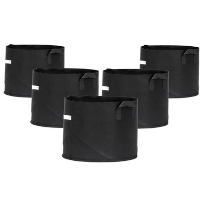 FCMP Outdoor 10 Gallon Modern Non Woven Breathable Grow Bags, Black (5 Pack) - VMInnovations