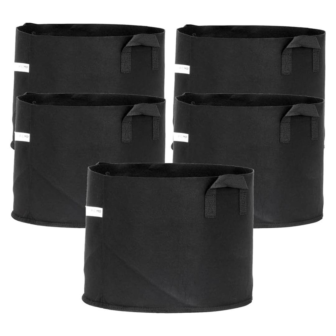 FCMP Outdoor 20 Gallon Modern Non Woven Breathable Grow Bags, Black (5 Pack)