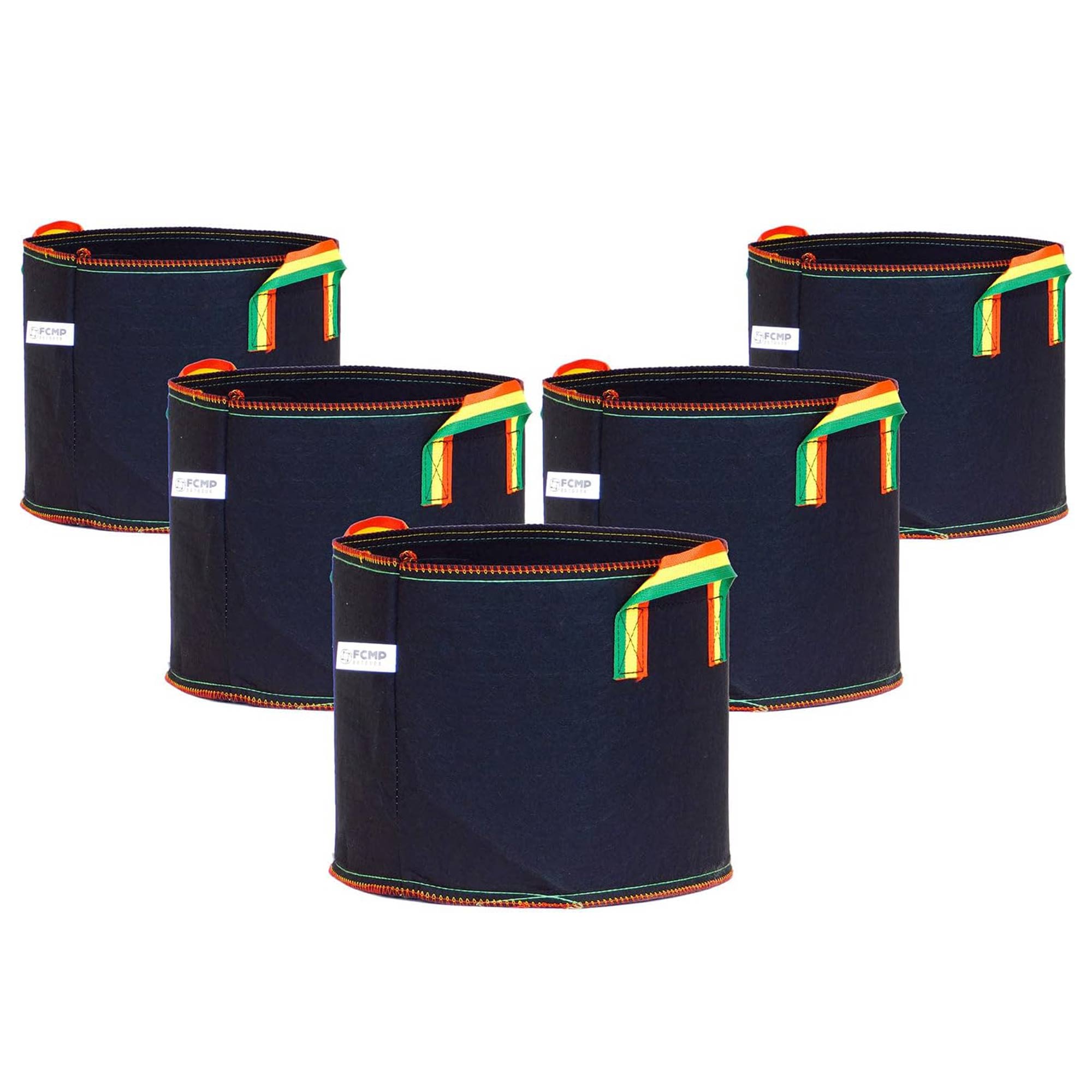 FCMP Outdoor 5 Gal Modern Non Woven Breathable Grow Bags, Multicolor (5 Pack) - VMInnovations