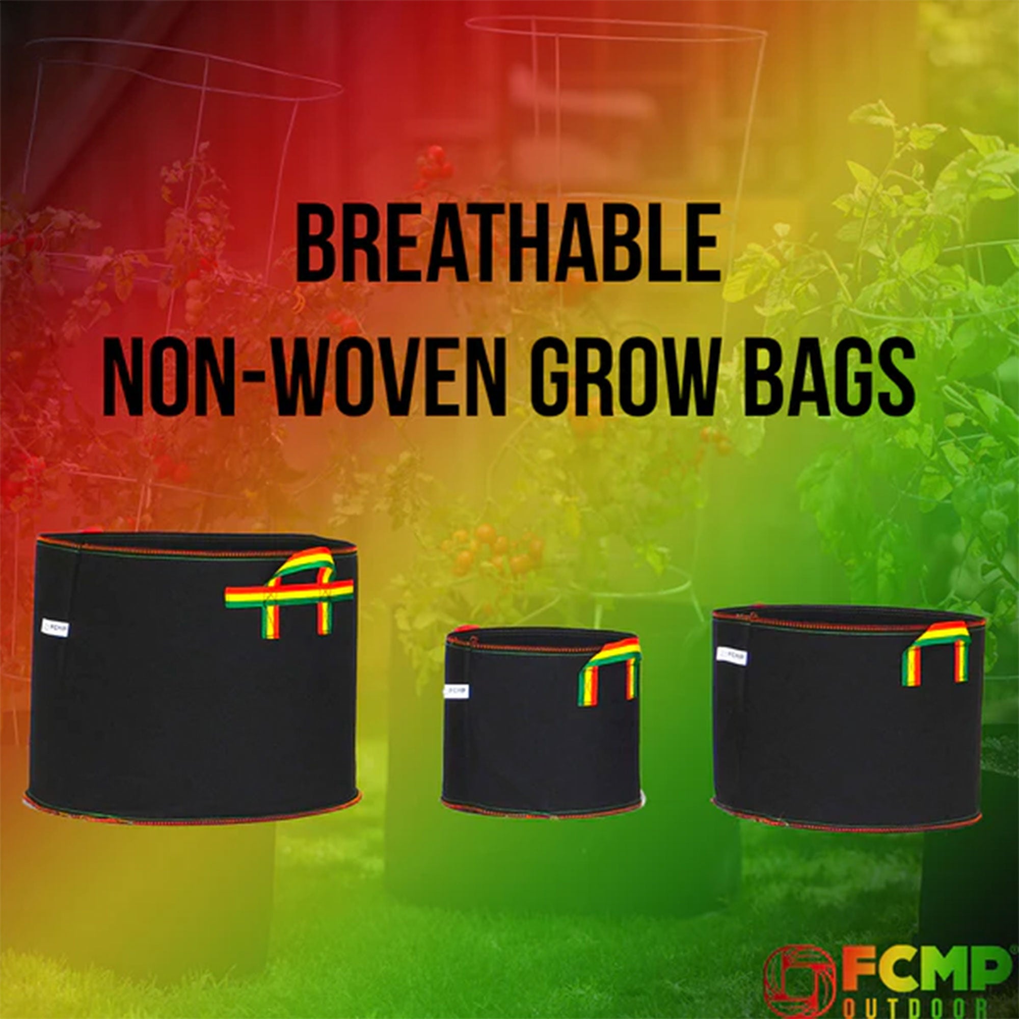 FCMP Outdoor 10 Gal Modern Non Woven Breathable Grow Bags, Multicolor (5 Pack) - VMInnovations