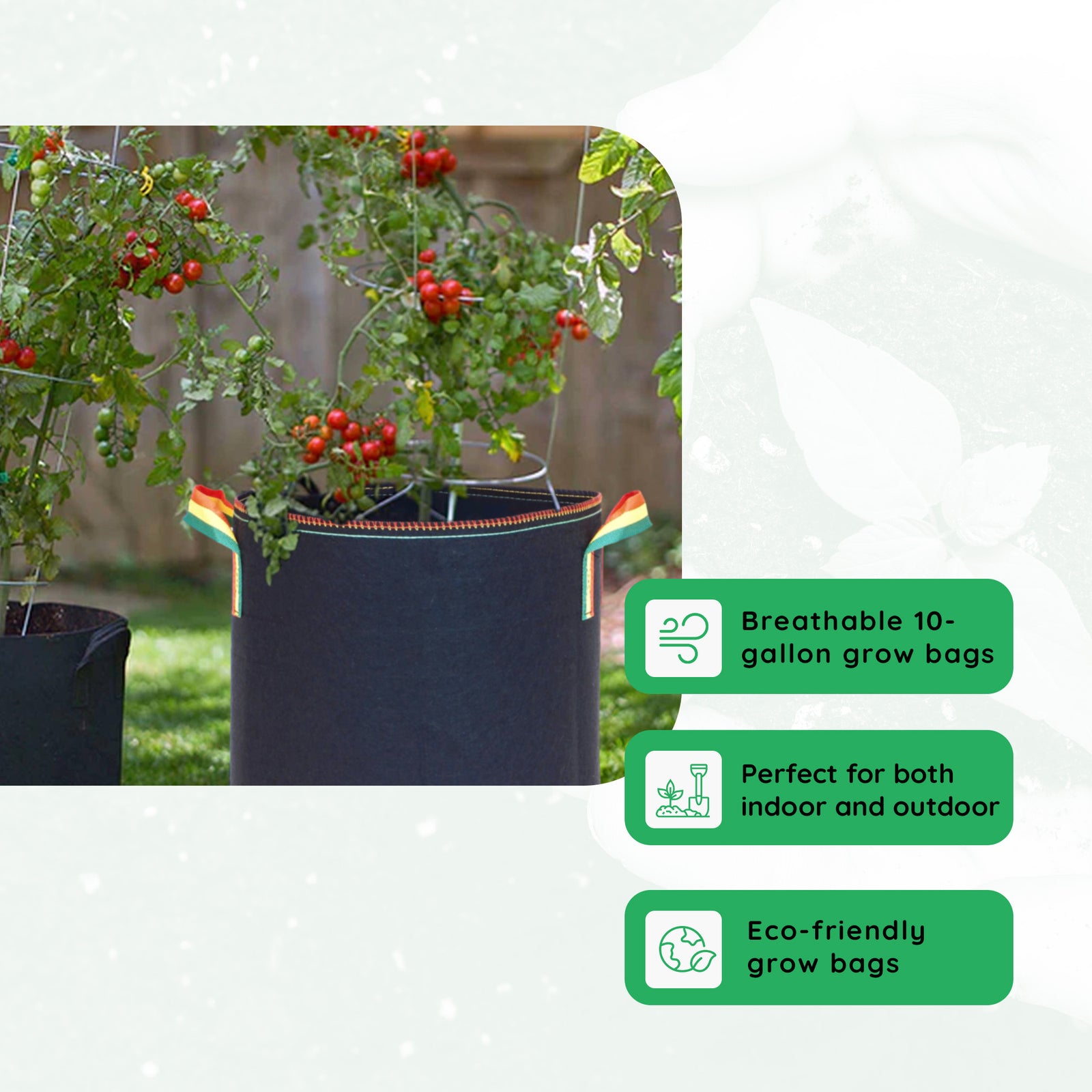 FCMP Outdoor 10 Gal Modern Non Woven Breathable Grow Bags, Multicolor (5 Pack) - VMInnovations