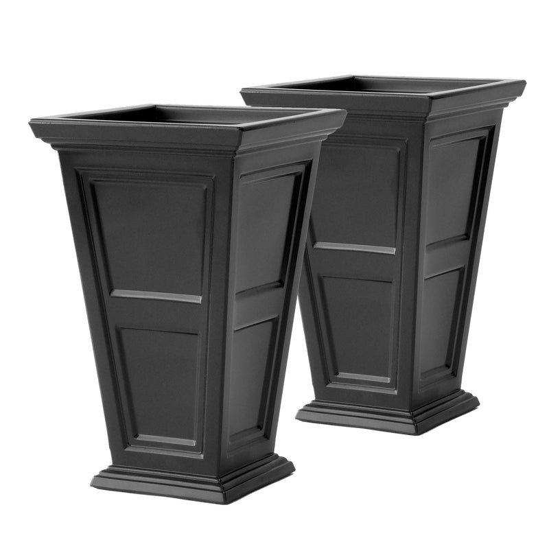 FCMP Outdoor Chelsea Planter Box with Self Watering Feature, Black (2 Pack)