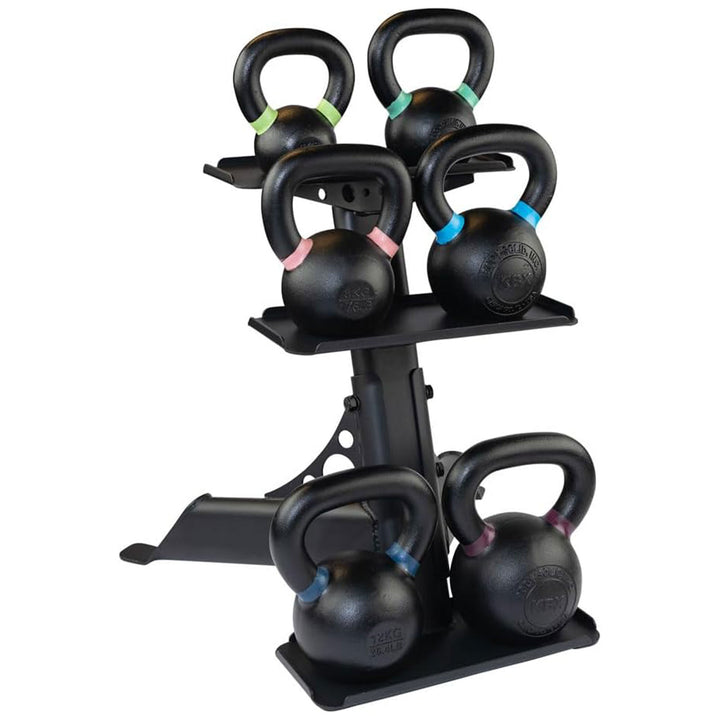 Body Solid Modern Compact 3 Tier Kettlebell Rack with Alloy Steel Frame, Black - VMInnovations
