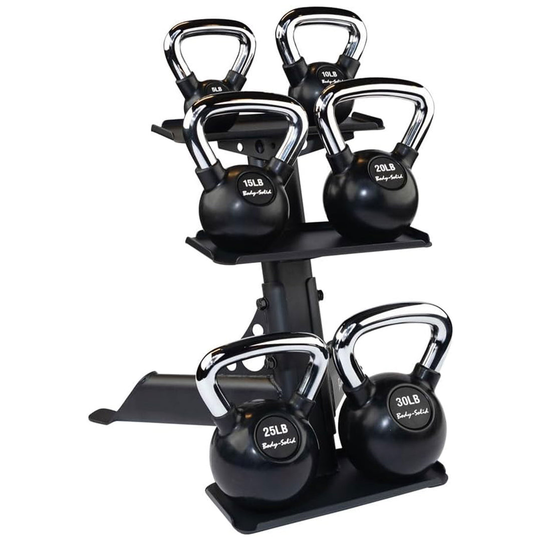 Body Solid Modern Compact 3 Tier Kettlebell Rack with Alloy Steel Frame, Black - VMInnovations