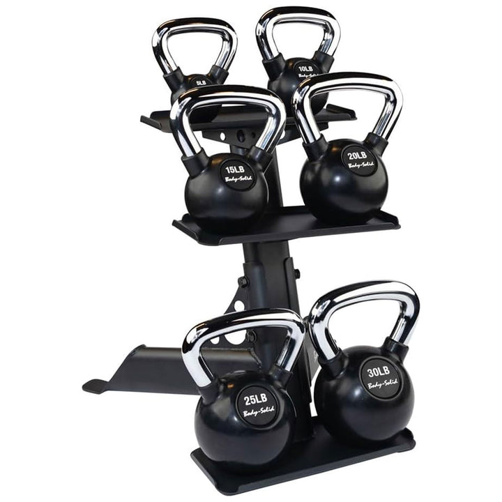 Body Solid Modern Compact 3 Tier Kettlebell Rack with Alloy Steel Frame, Black - VMInnovations