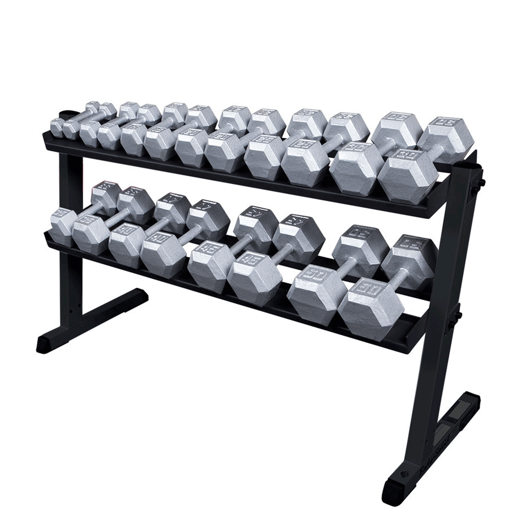 Body Solid 2 Tier Horizontal Dumbbell Rack with Heavy Gauge Steel Construction - VMInnovations