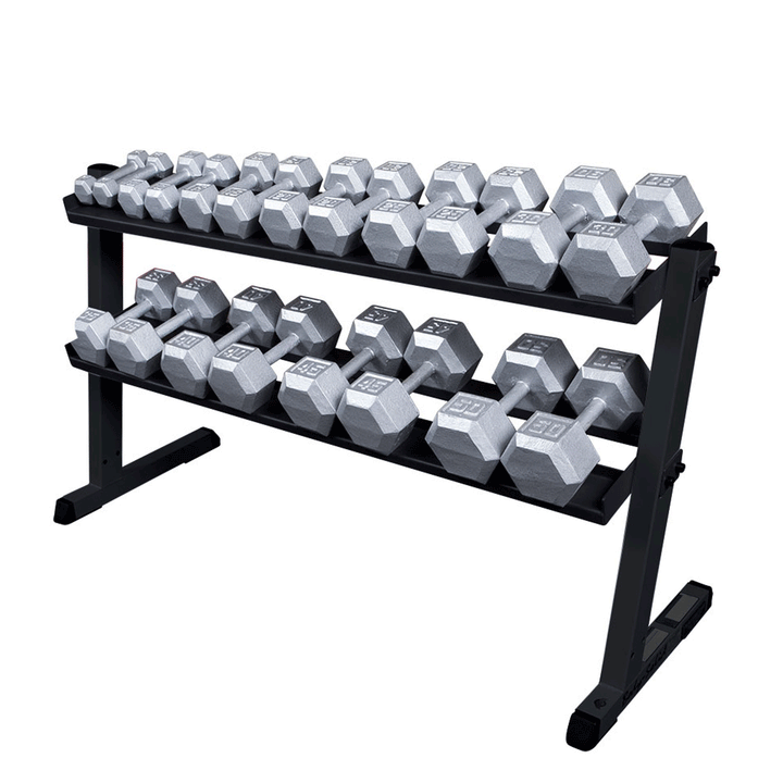 Body Solid 2 Tier Horizontal Dumbbell Rack with Heavy Gauge Steel Construction - VMInnovations
