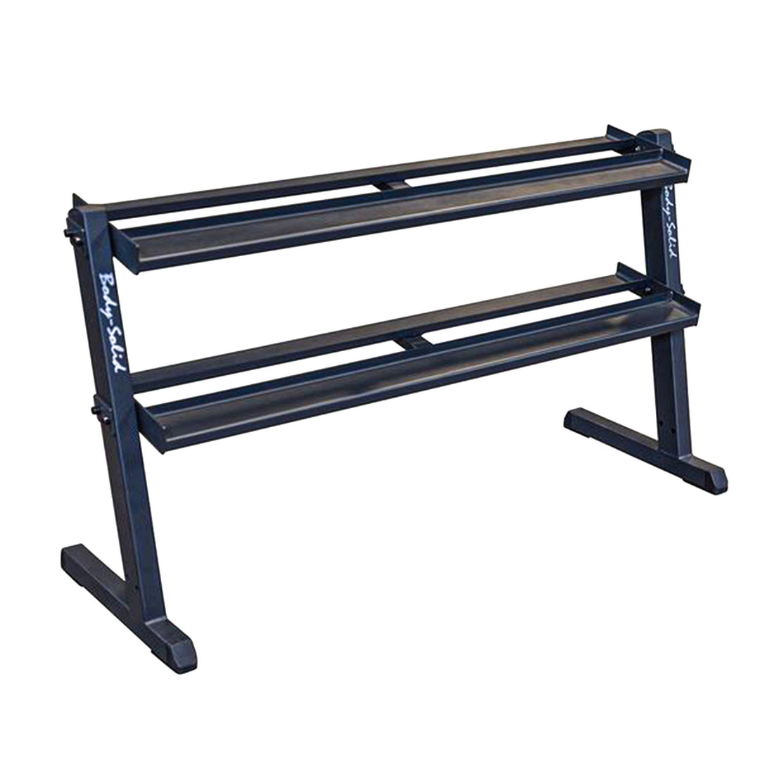 Body Solid 2 Tier Horizontal Dumbbell Rack with Heavy Gauge Steel Construction - VMInnovations