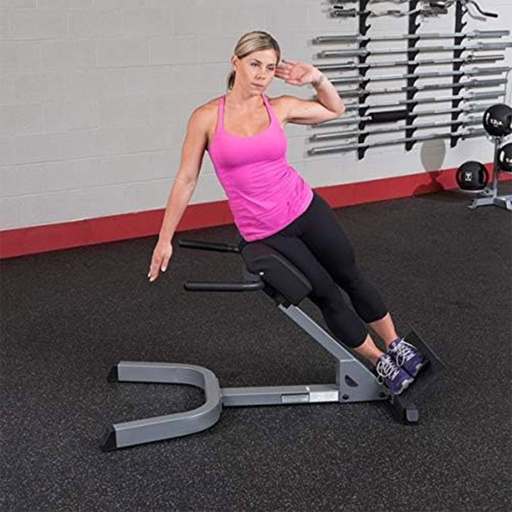 Body Solid 45 Degree Back Hyper Extension and Heavy Gauge Steel with Pads, Gray - VMInnovations