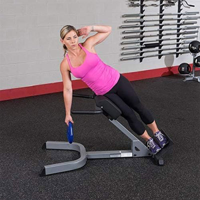 Body Solid 45 Degree Back Hyper Extension and Heavy Gauge Steel with Pads, Gray - VMInnovations