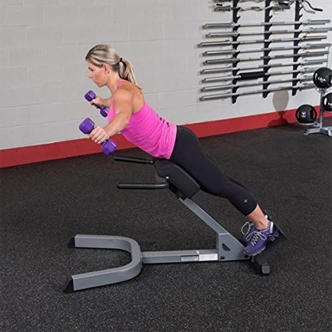 Body Solid 45 Degree Back Hyper Extension and Heavy Gauge Steel with Pads, Gray - VMInnovations