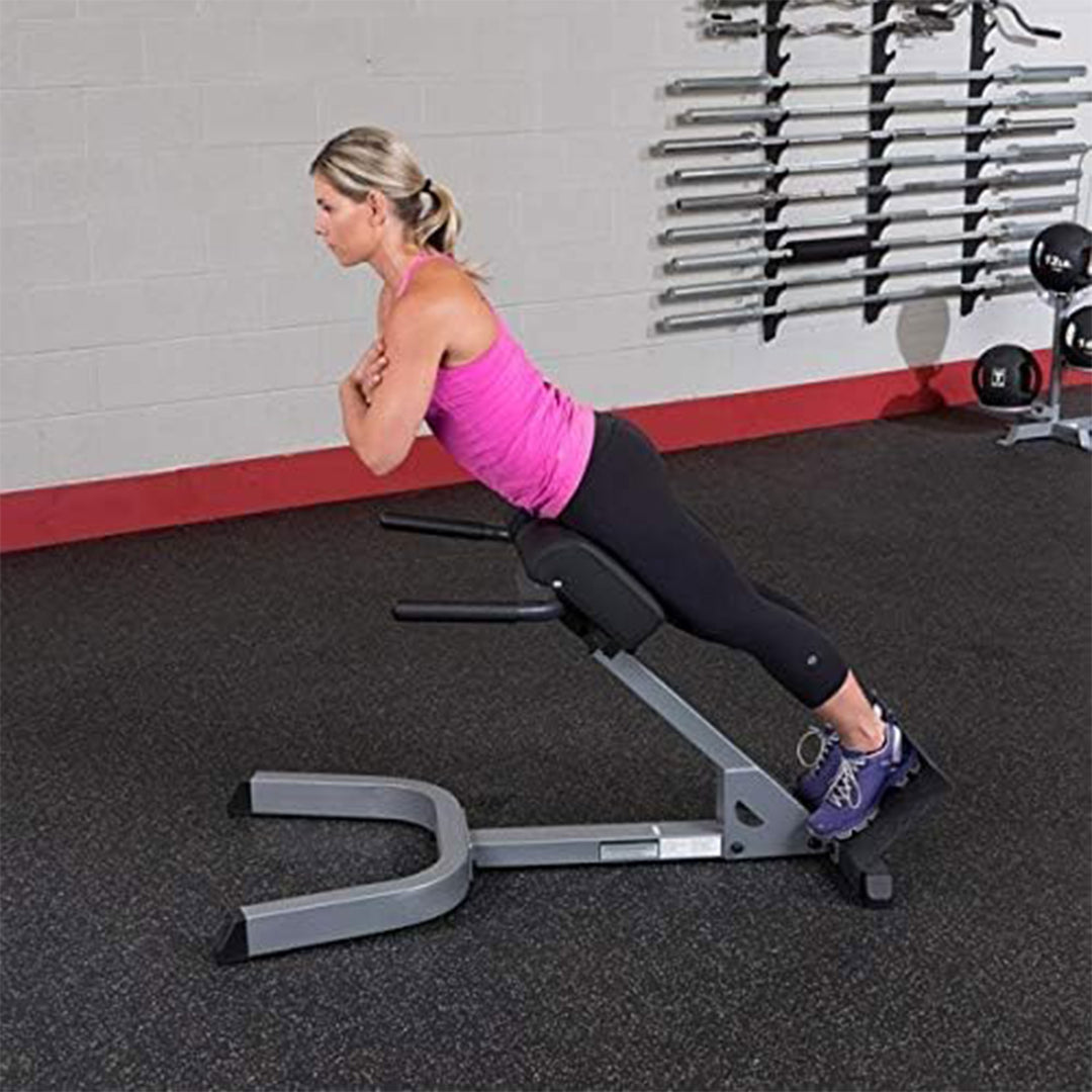 Body Solid 45 Degree Back Hyper Extension and Heavy Gauge Steel with Pads, Gray - VMInnovations