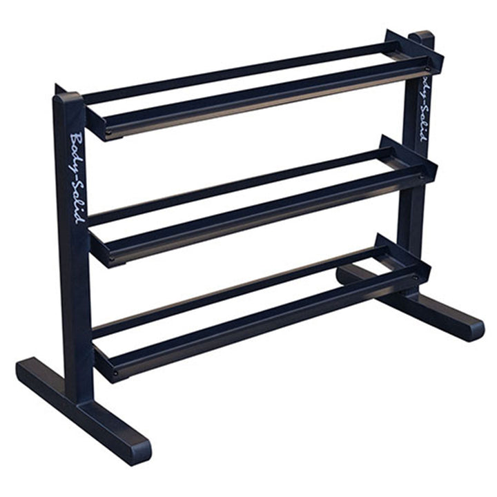 Body Solid 3 Tier Horizontal Dumbbell Rack with Heavy Gauge Steel Construction - VMInnovations